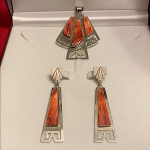 Genuine Navajo JLC Sterling Red Oyster Shell Set